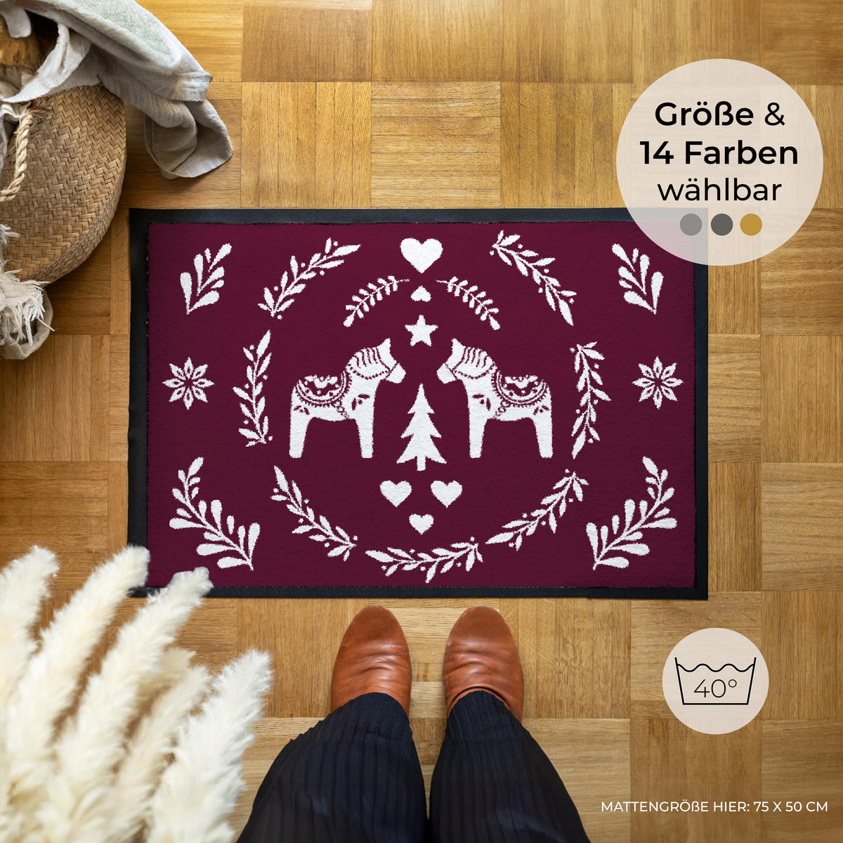 Weihnachten Dalapferd – Fußmatte von Zimt & Kokos