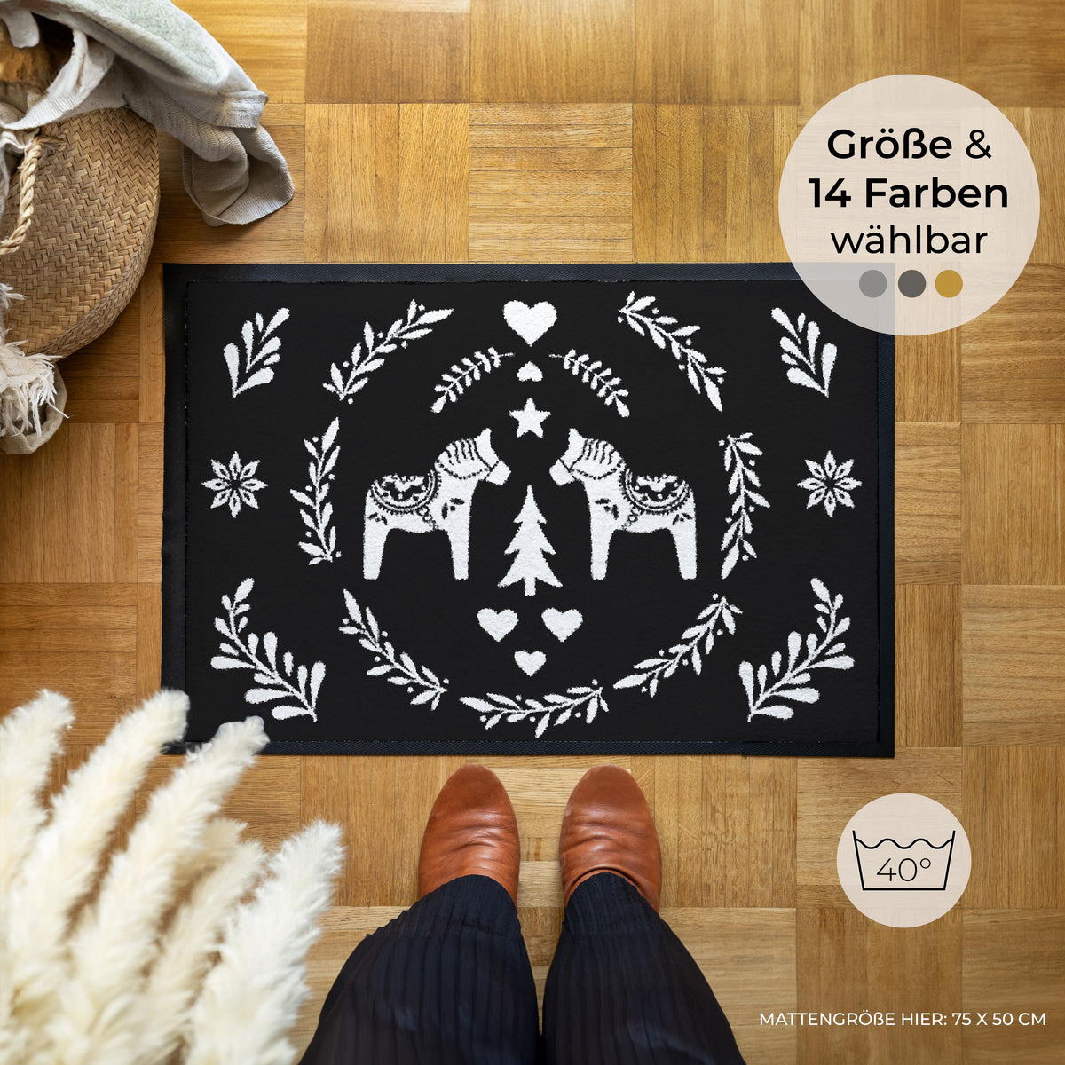 Weihnachten Dalapferd – Fußmatte von Zimt & Kokos