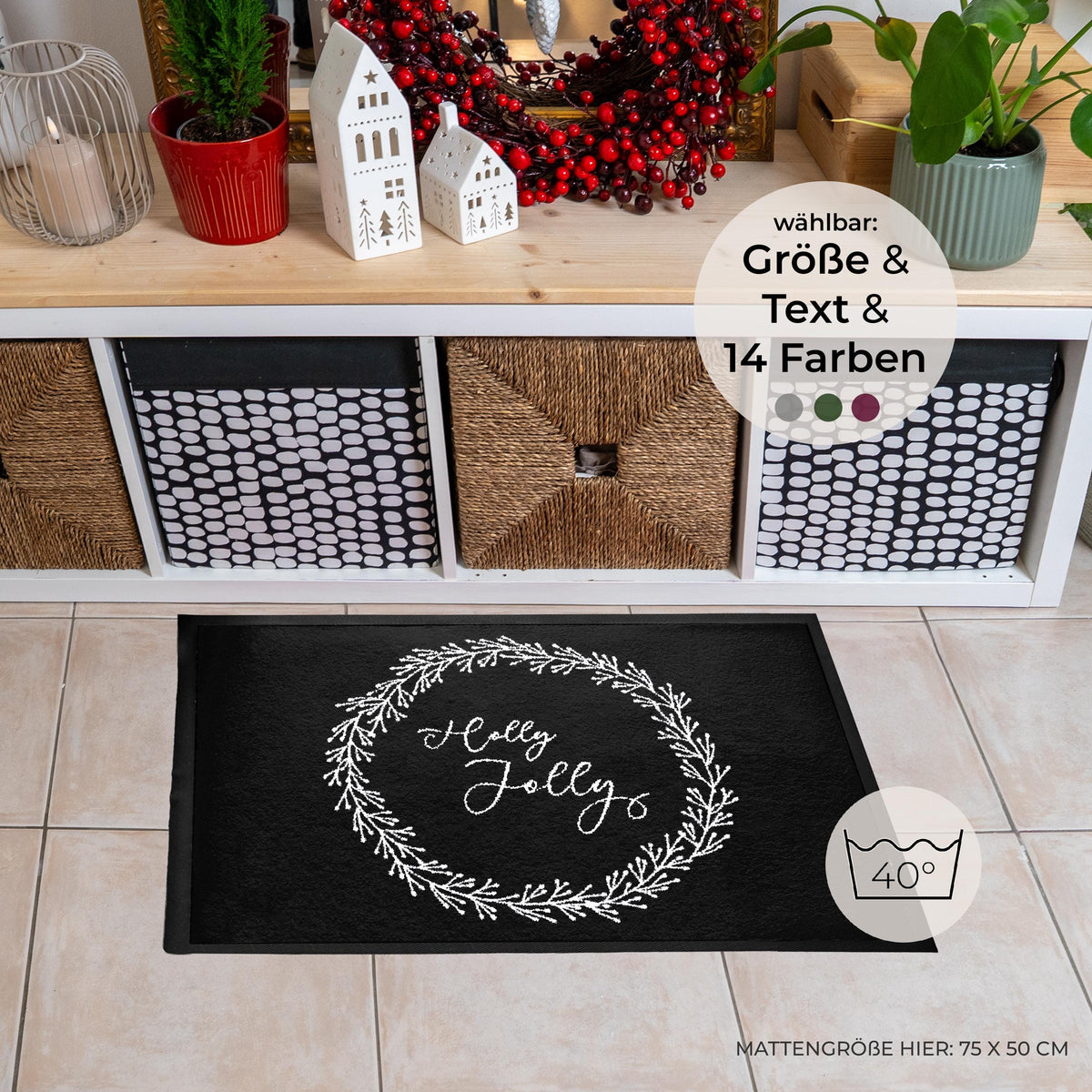 Weihnachten Holly Jolly – Fußmatte von Zimt & Kokos