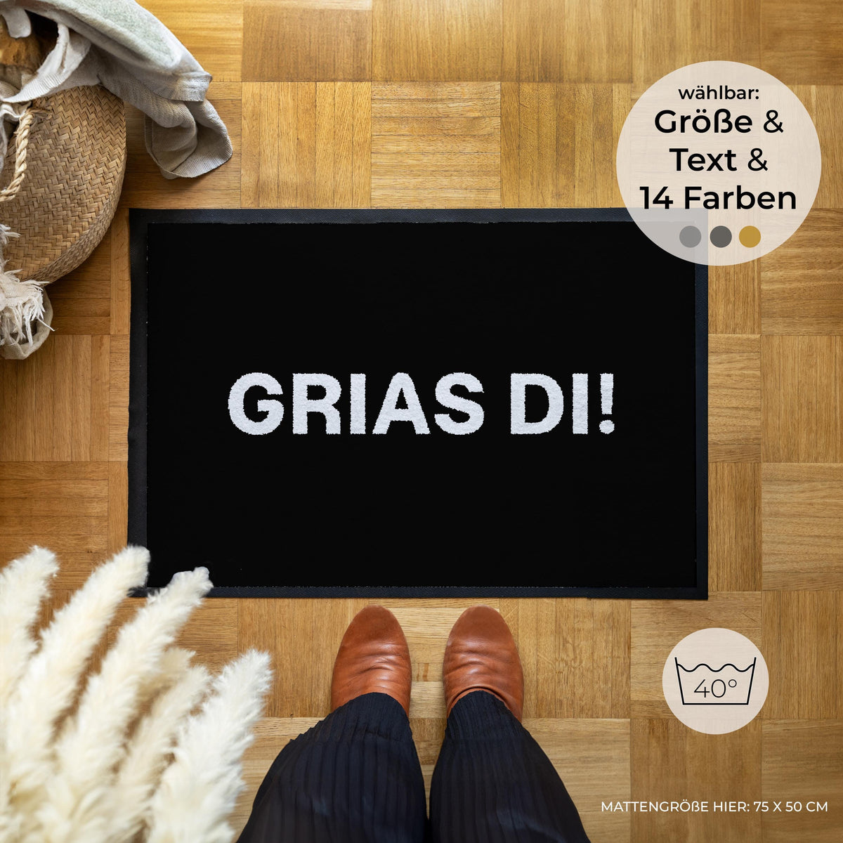 Grias di! – Schwarz – Fußmatte von Zimt & Kokos